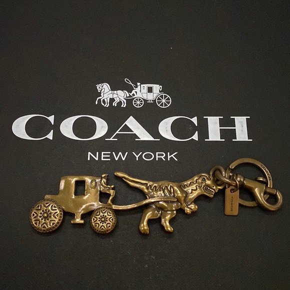 Rare Large Metal Coach Rexy Carriage Golden Dinosaur Rare Purse Bag Charm - Picture 6 of 16